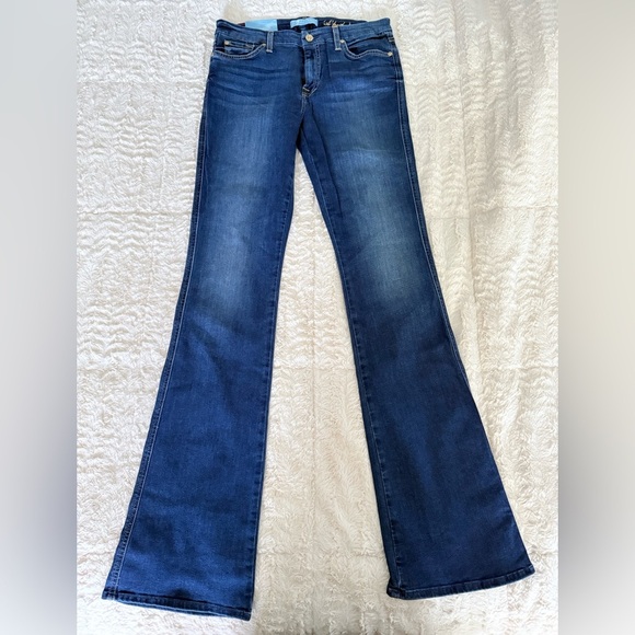 7 For All Mankind Flare Jeans Dark Blue Wash Size 30 NWT - Picture 1 of 6